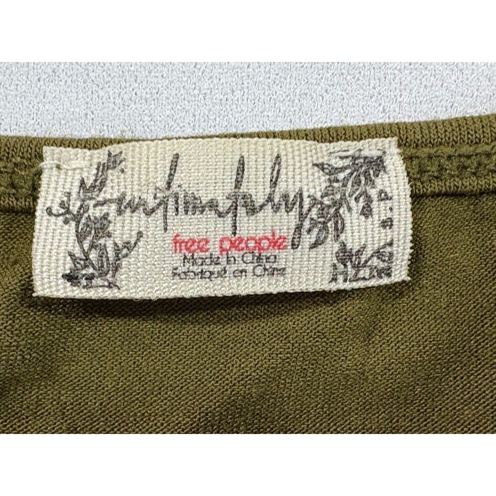 Free People Intimately Green Scoop Baby Doll Long Sleeve Top Shirt Grunge Sz S - Picture 7 of 10
